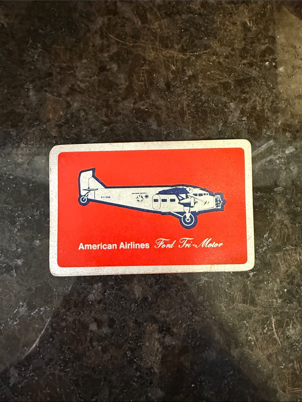 American Airlines Ford Tri-Motor Red Playing Card - Aviation Collectible